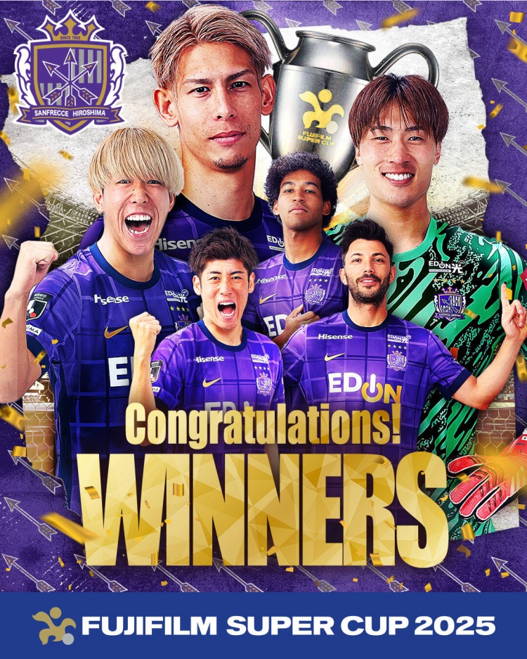  日超杯廣島三箭2-0神戶勝利船奪冠，共53343人現(xiàn)場觀戰(zhàn)創(chuàng)上座紀(jì)錄