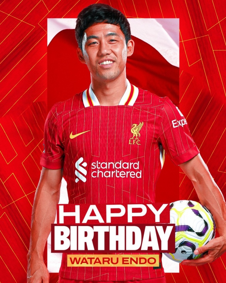  利物浦祝遠(yuǎn)藤航32歲生日快樂，球員加盟紅軍至今出戰(zhàn)62場(chǎng)比賽