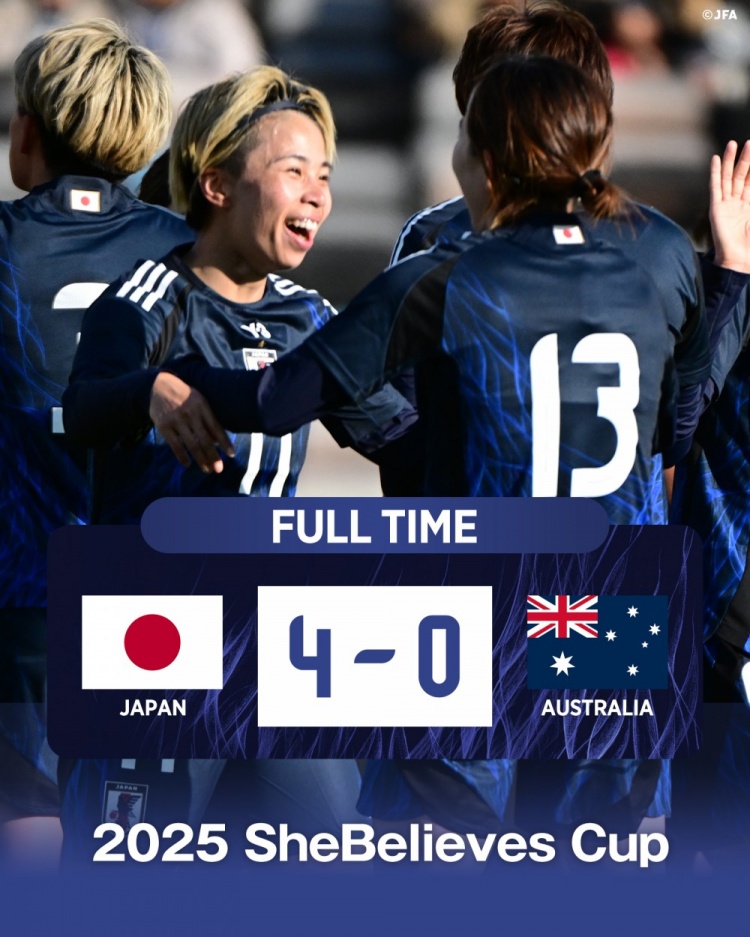  熱身賽日本女足4-0澳大利亞女足，田中美南2射1傳&長谷川唯任隊長