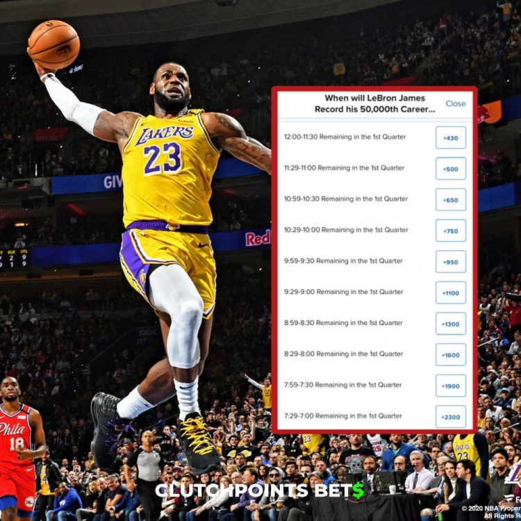  僅差1分！詹姆斯今日何時破五萬分賠率：開場30秒內(nèi)最被看好