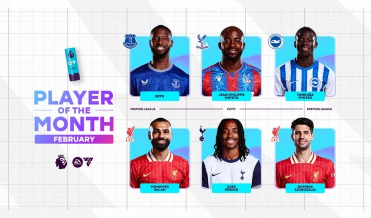  英超2月最佳候選：貝托、馬特塔、明特、薩拉赫、斯賓塞、索博