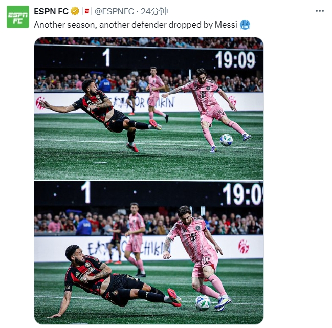  名場面記錄！ESPN曬照：又一個賽季，又一名后衛(wèi)被梅西扣倒