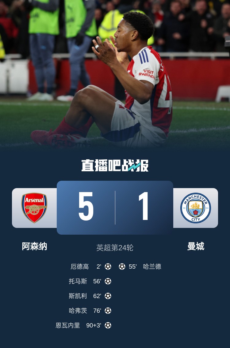  硬氣槍手無畏強敵！阿森納本賽季5-1碾壓曼城，3-0完勝皇馬
